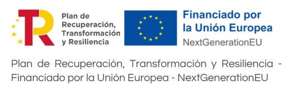 Logos del Plan de Recuperación de España y la Unión Europea con texto explicativo.